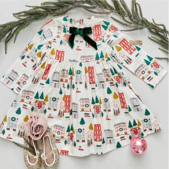 Pink Chicken Margaret Dress Holiday Townhouse Print Size 4 Christmas Dress - Picture 1 of 7